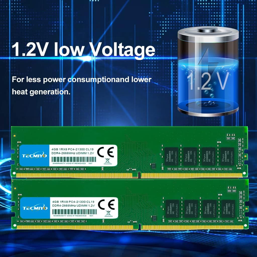 Ddr4-2666Mhz (2X4Gb) 8GB RAM Kit UDIMM PC4-21300U 288Pin Desktop Memory Unbuffered 1.2V CL19 1RX8
