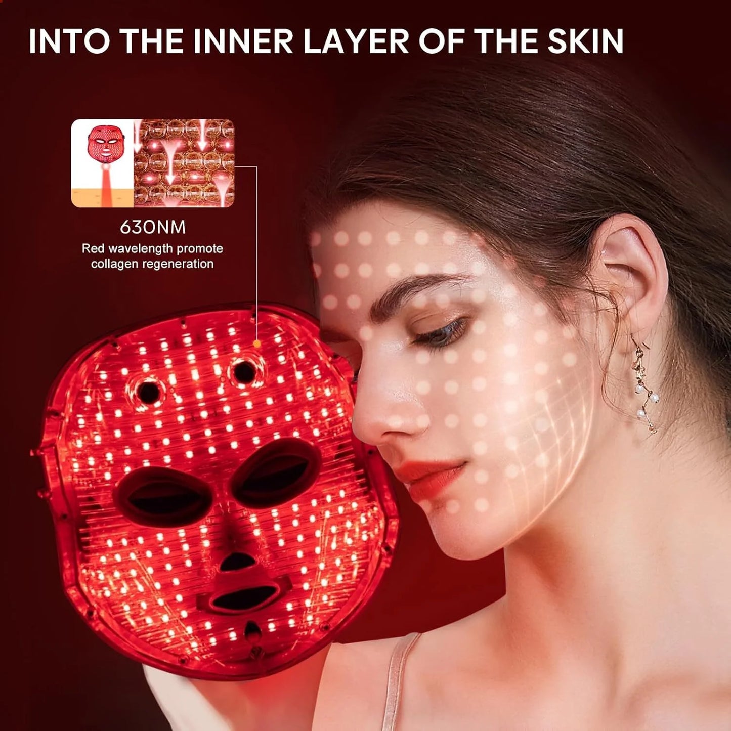 Led Face Mask Light Therapy, Red Light Therapy for Face, 7 Colors LED Facial Skin Care Mask for Women Skin Care at Home