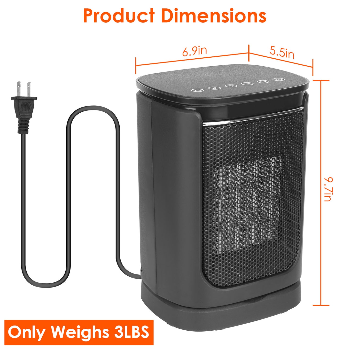 1500W Electric Space Heater Ceramic Heater Fan 90 Degree Oscillating Heating Fan with 3 Modes Remote Control Digital Display Tip-Over Overheating Protection for Home Office