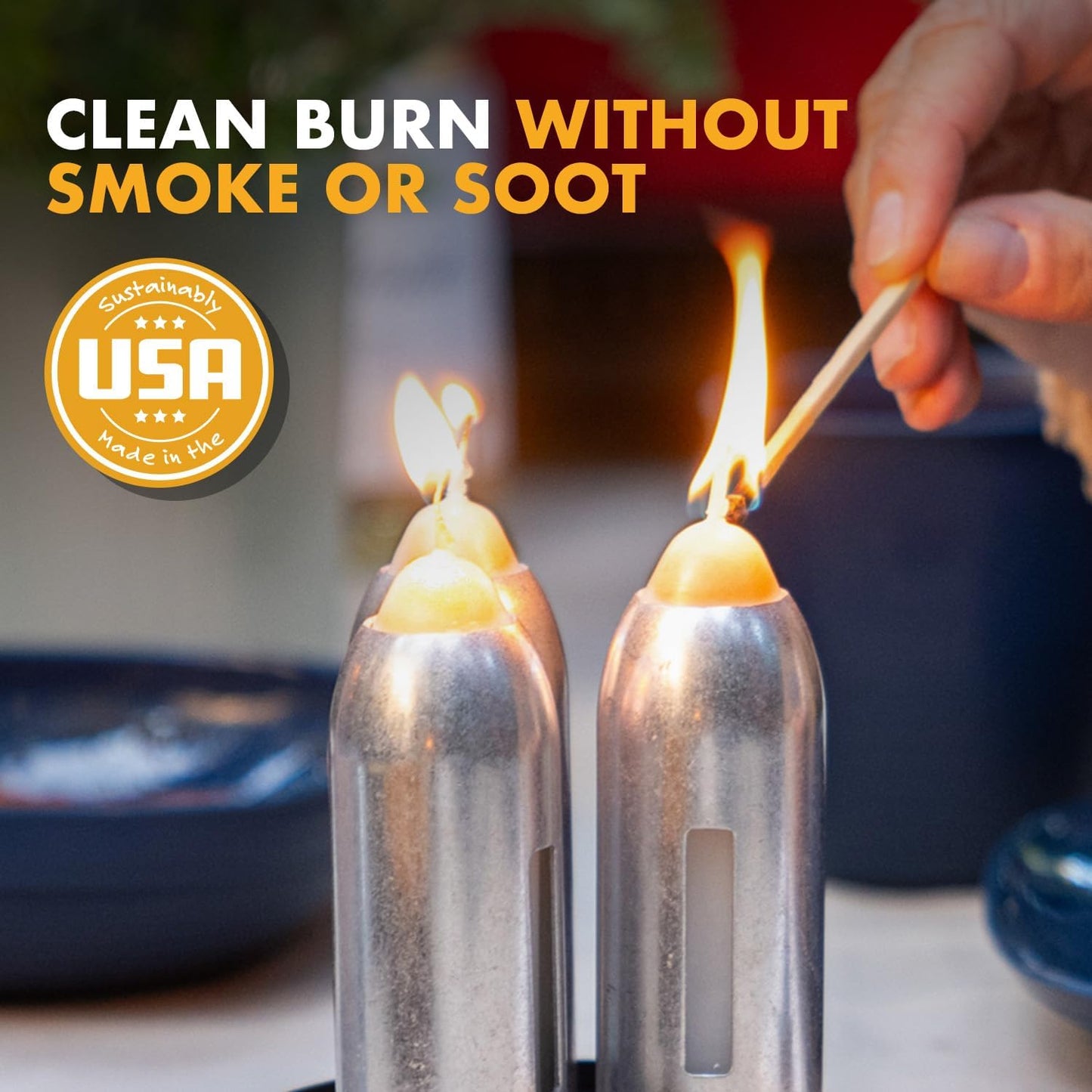 12-Hour Natural Beeswax Long-Burning Candles for Candle Lanterns and Emergency Preparedness, Made in USA