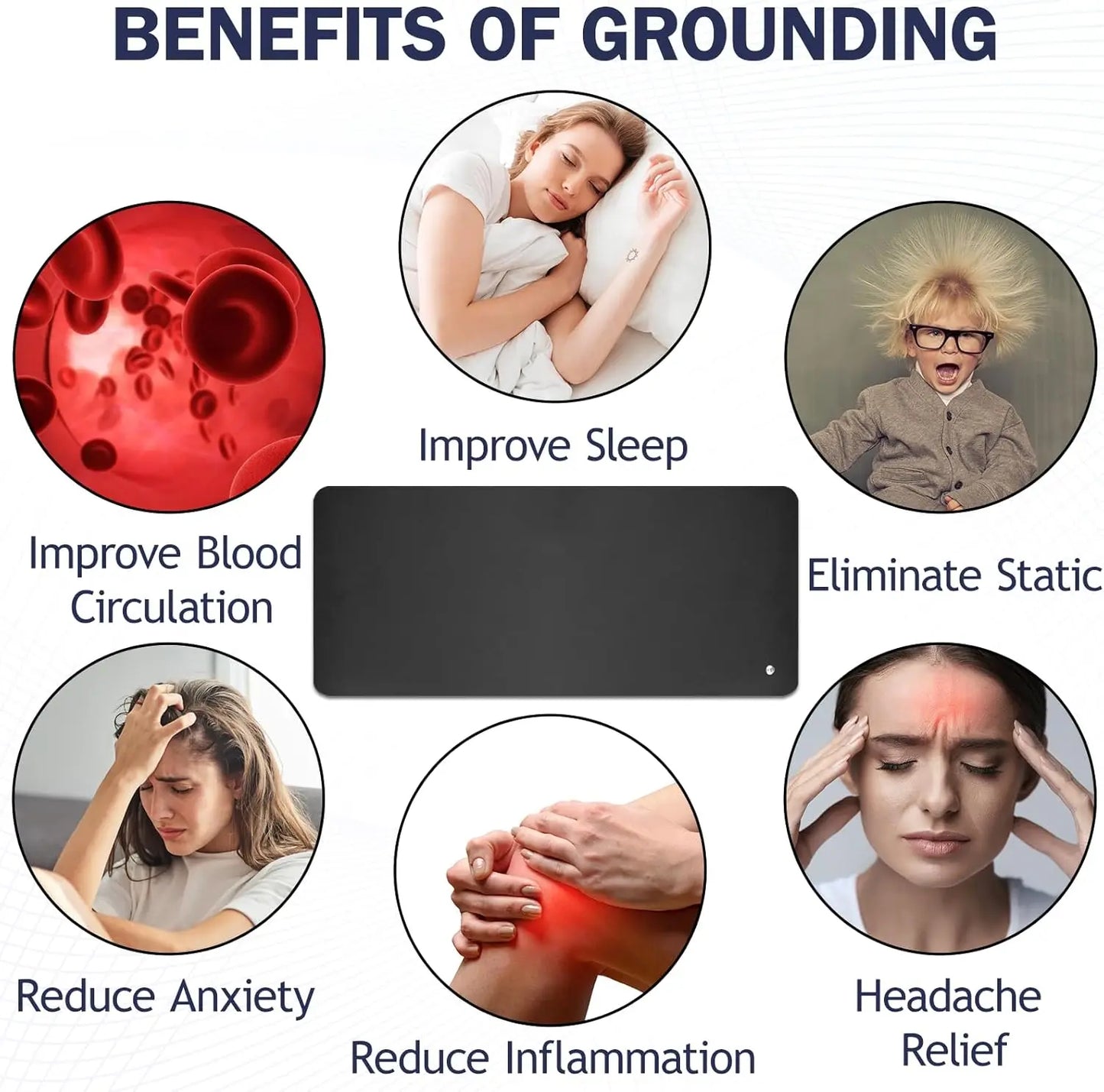 30X60CM Grounding Mat for Improves Sleep Earth Grounding Pad for Energy Pain Relief Inflammation Enhanced Circulation