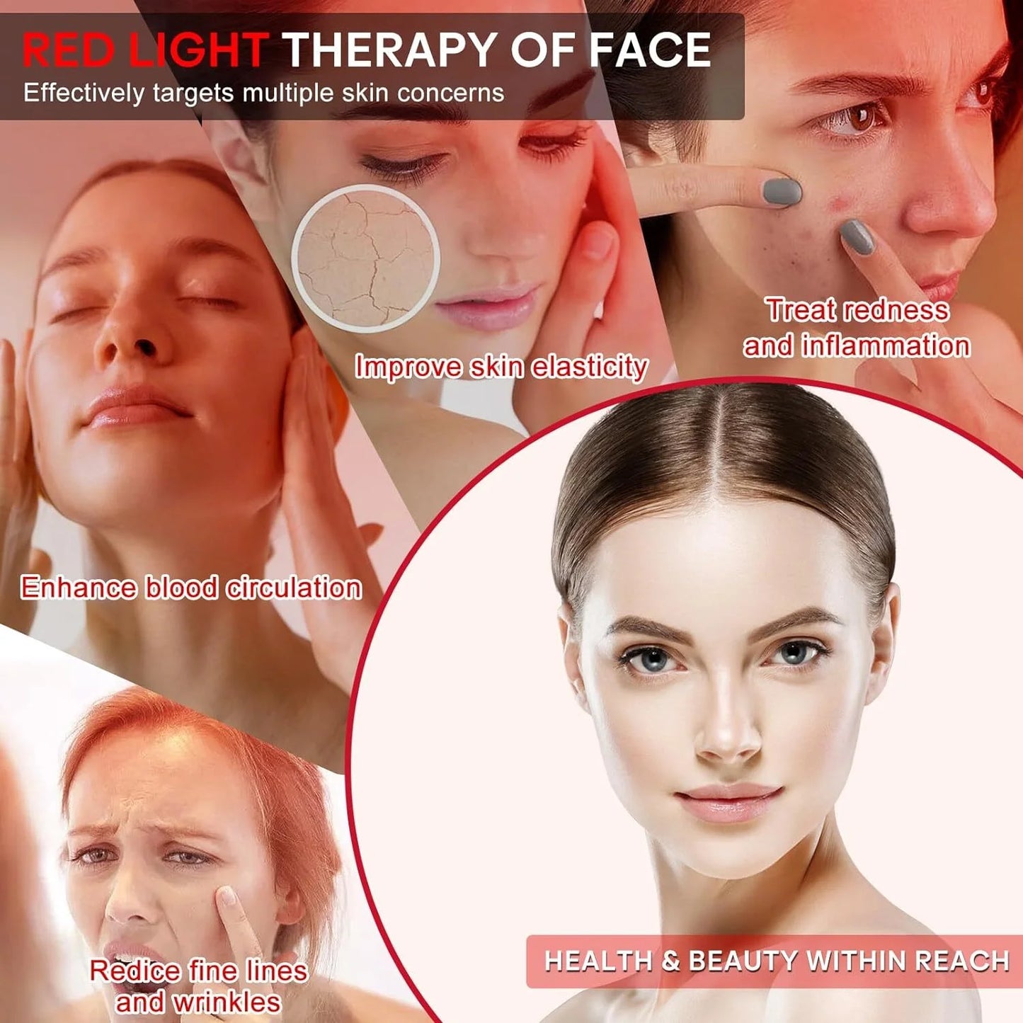 Led Face Mask Light Therapy, Red Light Therapy for Face, 7 Colors LED Facial Skin Care Mask for Women Skin Care at Home