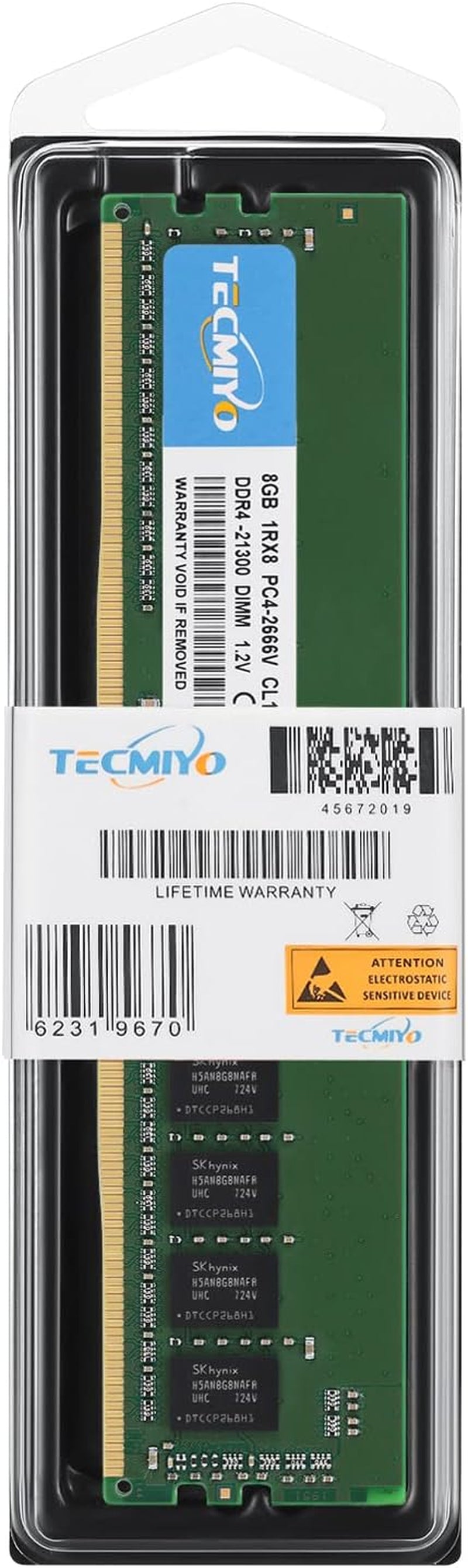 Ddr4-2666Mhz (2X4Gb) 8GB RAM Kit UDIMM PC4-21300U 288Pin Desktop Memory Unbuffered 1.2V CL19 1RX8