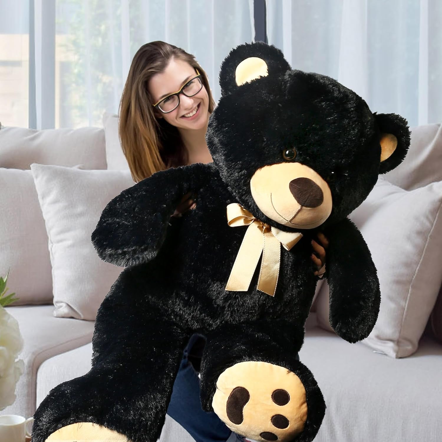 3 Feet Giant Teddy Bear Stuffed Animal, 36 Inch Large Bear Plush Toy with Footprints for Birthday, Anniversary, for Boyfriend, Girlfriend