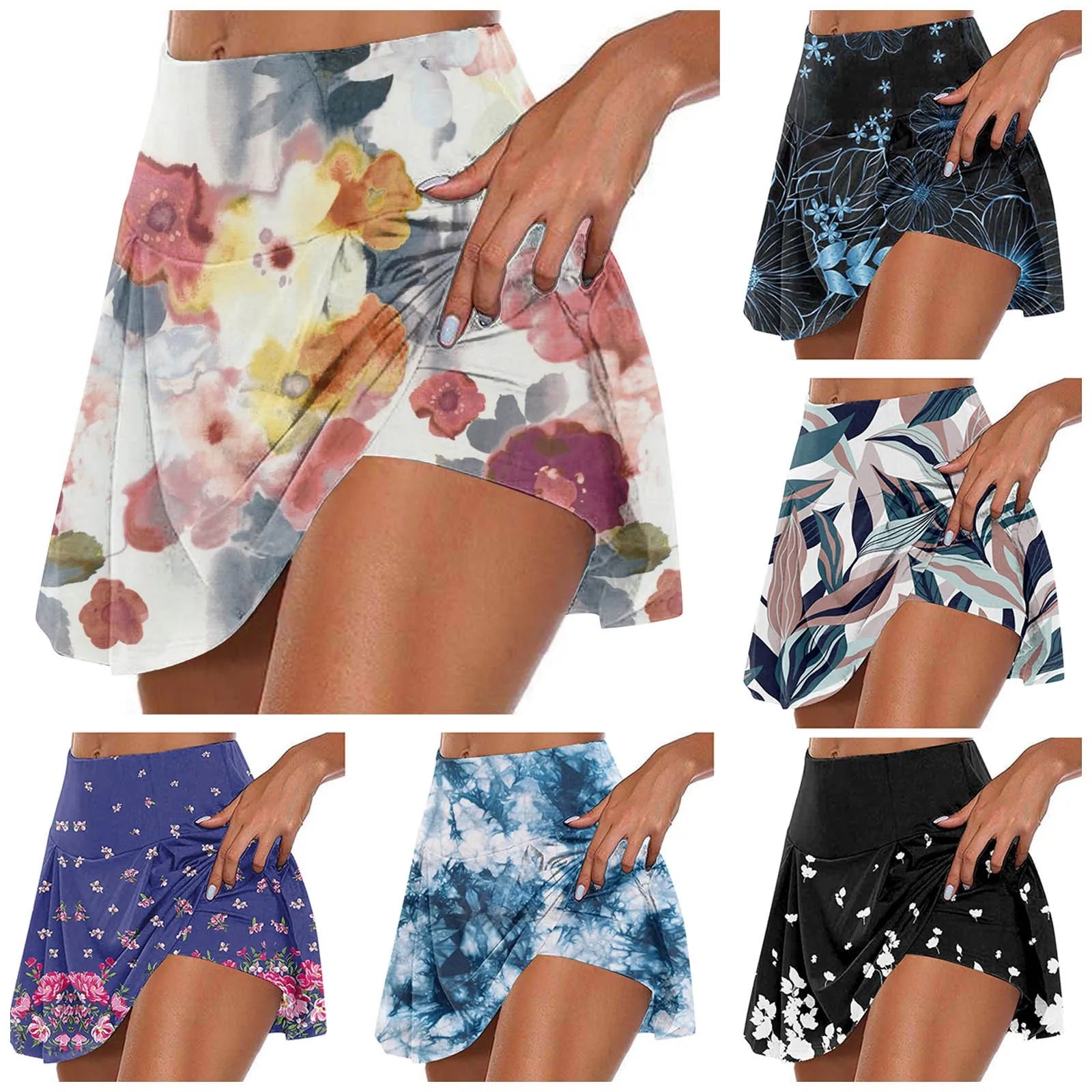 Women'S Athletic Stretchy Pleated Tennis Skirts Run Yoga Inner Shorts Elastic Sports Golf Skorts Skirts for Woman Faldas Mujeres