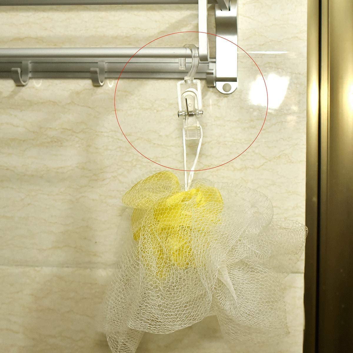 20 PCS Laundry Hooks with Clips Super Strong Plastic Home Travel Swivel Hanging Hanger Closet Organizer Clamps Socks Boot Bras Towels for Bathroom Wardrobe Kitchen Office - 4.3 Inches (Clear)